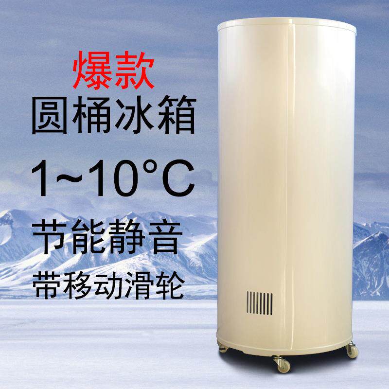 圆形立式冰箱节能静音恒温保鲜柜带滑轮可移动商用饮料冷藏冷柜