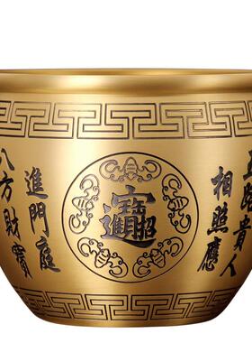 纯黄铜聚宝盆新房客厅摆件八宝米缸香炉金蟾家居办公招财装饰品
