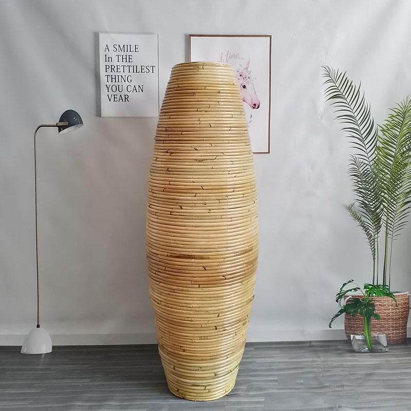 东南亚风格印尼藤编落地花瓶客厅摆设橱窗装饰干花彷真花插花摆件