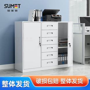 宽中六矮柜铁皮文件柜办公室档案储物柜带锁抽屉置物收纳工具柜子