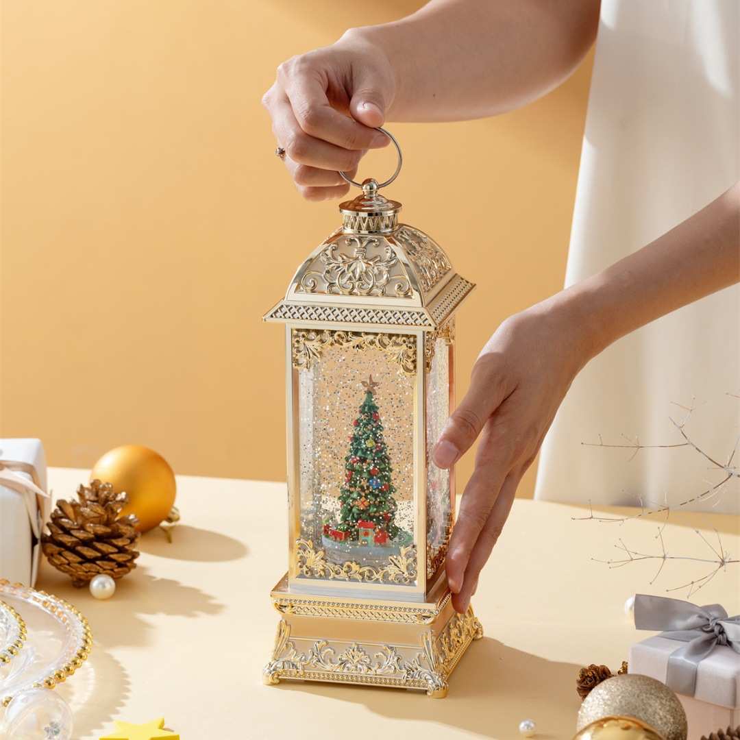 S01-2电镀火车圣诞树 圣诞水晶球音乐盒摆件氛围布置小夜灯圣诞