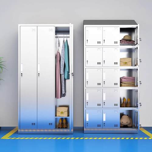 不锈钢储物柜员工更衣柜宿舍家用卧室换衣柜多层工厂不锈钢多门柜