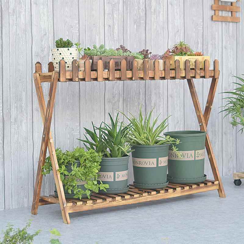 W7现户代简约实木F7T5H5MM花架层阳台吊兰旧绿萝室内多外复古做高