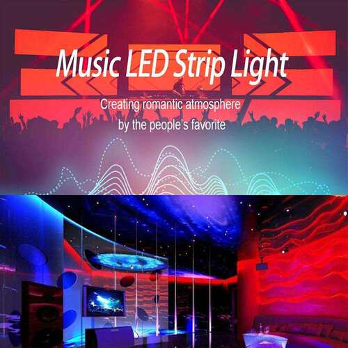 LED音乐灯带套装 RGB5050七彩音乐遥控44键灯条套装 家居氛围灯