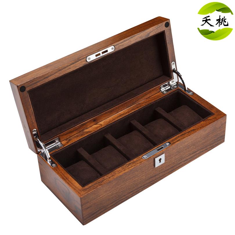 正品夭桃（饰品）榆木紫榆纯实质手表盒只装机械木展示收表藏收纳