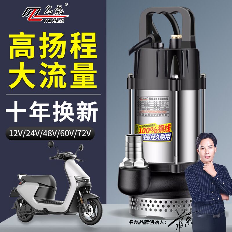 电瓶车专用抽水泵电动车直流潜水泵高扬程农用灌溉抽水机小型家用
