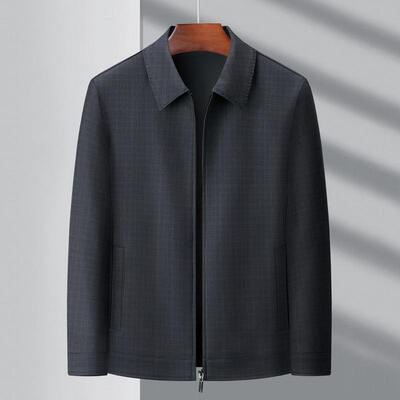 高档羊毛男士务夹毛料克春秋季新款翻领商休闲中老年爸爸格2361-Y