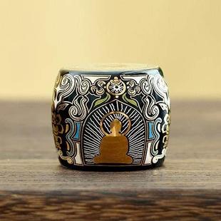 饕餮盖置金银错盖置覆古中式家用陶瓷放茶壶盖碗盖托茶道零配摆件