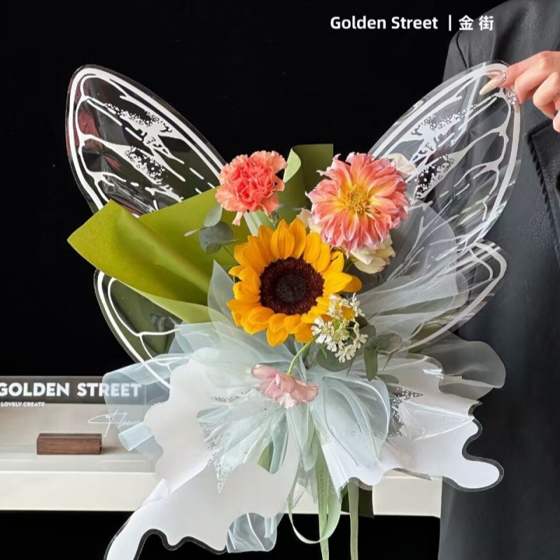 蝴蝶花包装纸opp水晶花艺包装盒
