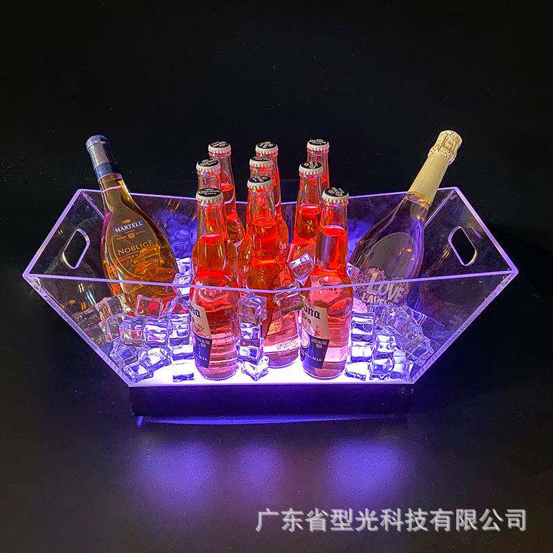 酒吧LED七彩发光冰桶亚克力底座KTV香槟鸡尾酒酒桶啤酒桶香槟桶