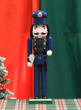 24新款36CM警官职业胡桃兵胡桃夹子实木装饰摆件工艺品圣诞摆件物