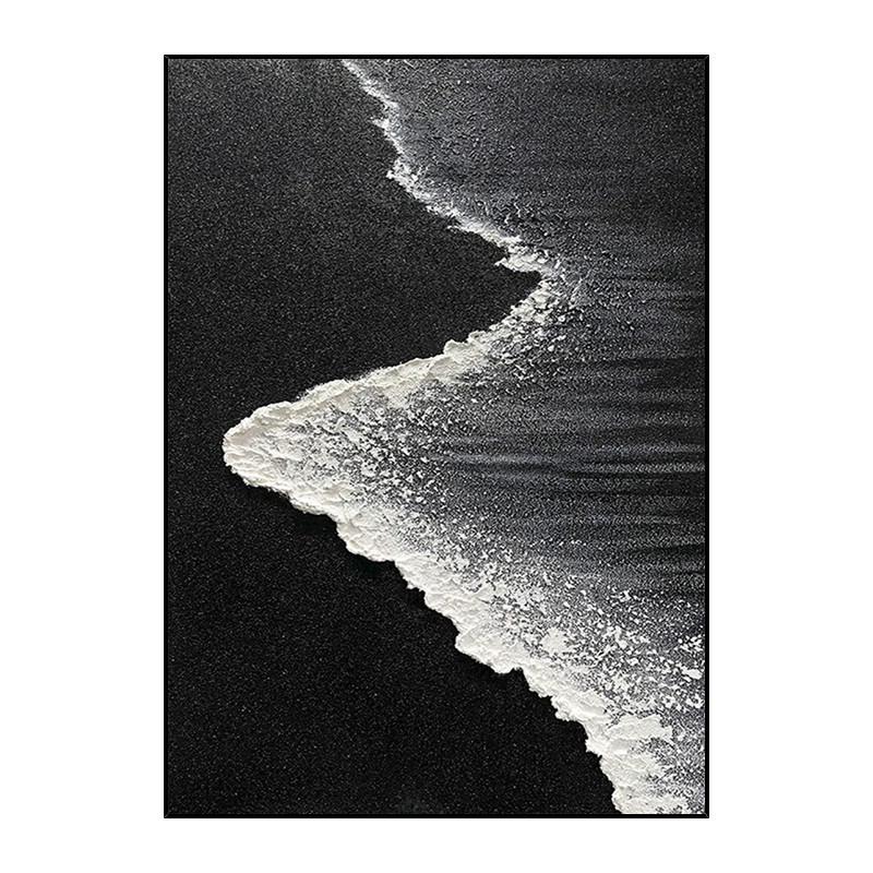 Notareart无框画实木内框浪逐玄关挂画黑白肌理客厅沙发背景墙饰