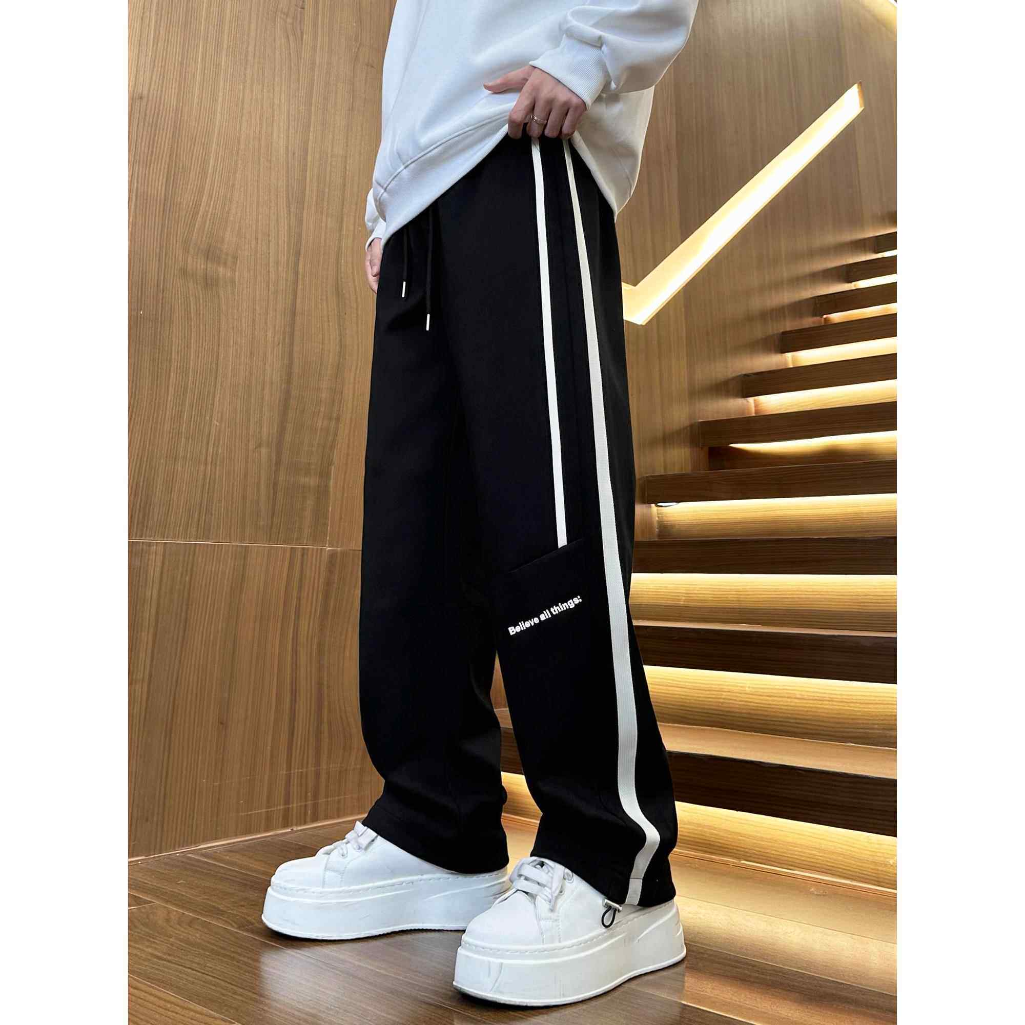 裤子男款秋季2025新款宽松直筒帅气潮流男生运动春秋学生休闲长裤