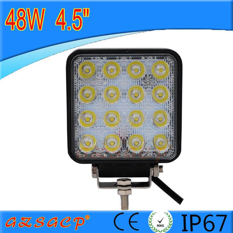 16W珠48W方形黄光汽车LED工作灯 货车前照灯 4.5英寸越野车顶射灯