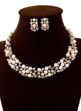 pearl necklaces set earrings jewelry women 珍珠潮女项炼饰品