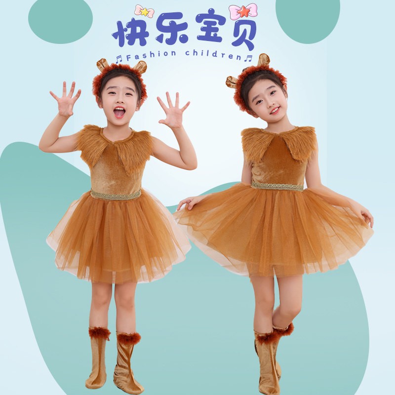 照相馆拍照道具女童狮子表演礼服宝宝狮王儿童万圣节服装韩版长裙
