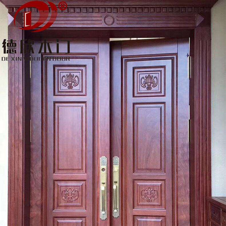 厂家供应实木橡木别墅大门双开门 烤漆双开门原木家具款式可设计