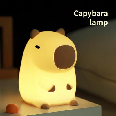 跨境卡皮巴拉硅胶小夜灯可充电调光水豚鼠拍拍灯Capybaralamp