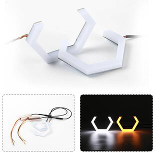 日行灯雾灯天使眼 跑马双色改装 天使眼白 黄控制六角棉光透镜改装