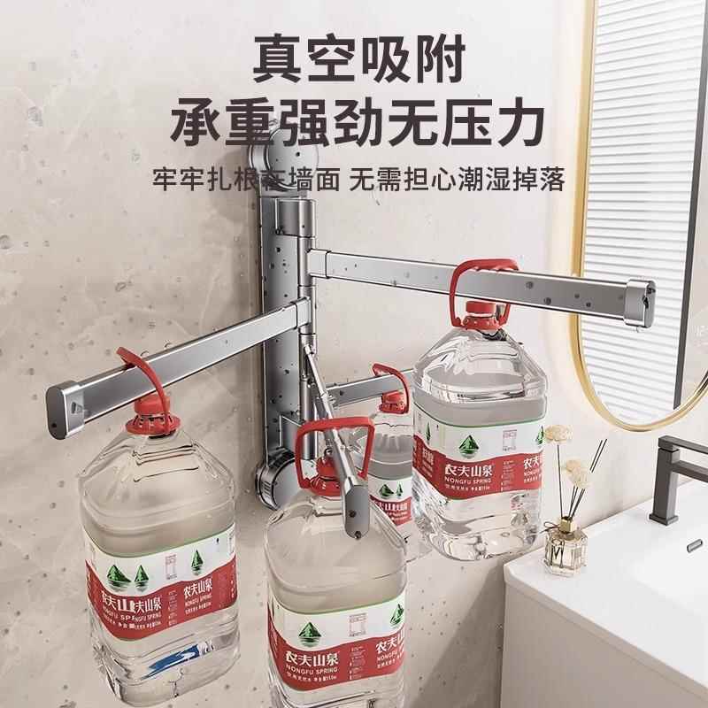 免打孔吸盘浴室旋转毛巾架多杆晾衣架卫生间墙上壁挂式收纳置物架