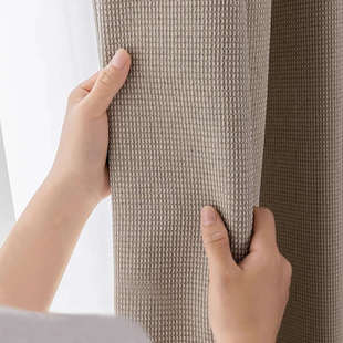 欧轩窗帘2021年新款卧室日式奶茶色棉麻亚麻奶油色日式原木风窗