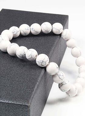 Natural White Howlite Real Stone Bracelet 6/8/10mm Beads0
