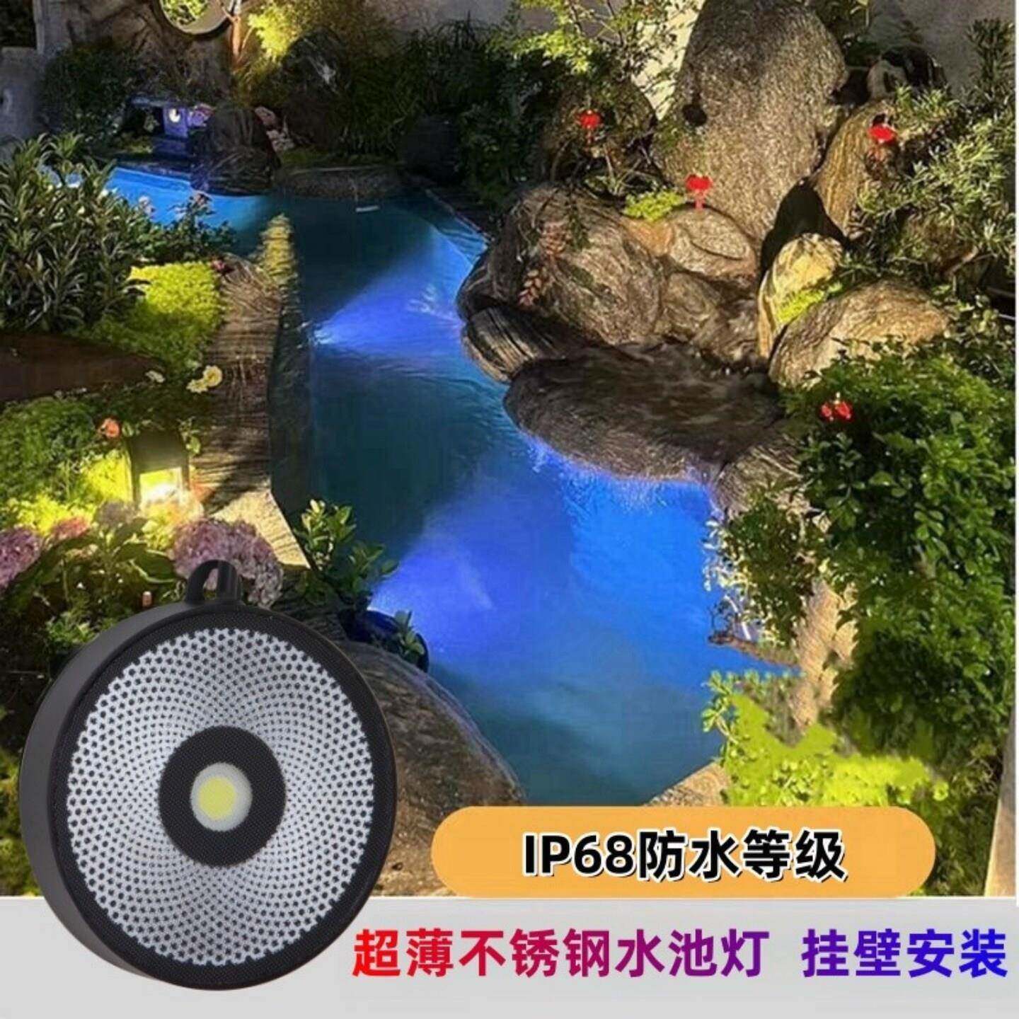 鱼池景观灯水下射灯led水池灯防水壁灯低压水底灯冰蓝鱼池水下灯