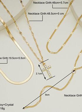 Cross pendant necklace women十字架吊坠锁骨炼叠戴蛇骨炼项炼女
