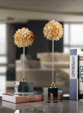 水奢现代球天然W0254晶花水晶底座摆件家居卧室客轻厅软装家居装