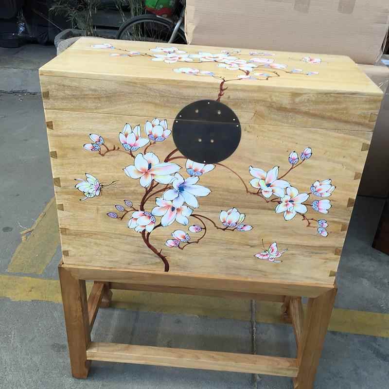 厂家樟木箱手绘香樟木字画储藏箱中式仿古卧室家具嫁妆箱特卖