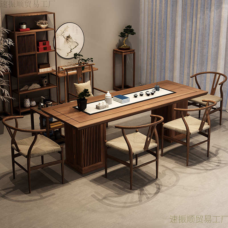 新中式功夫茶台实木茶桌椅组合约茶几功夫禅意茶室家具