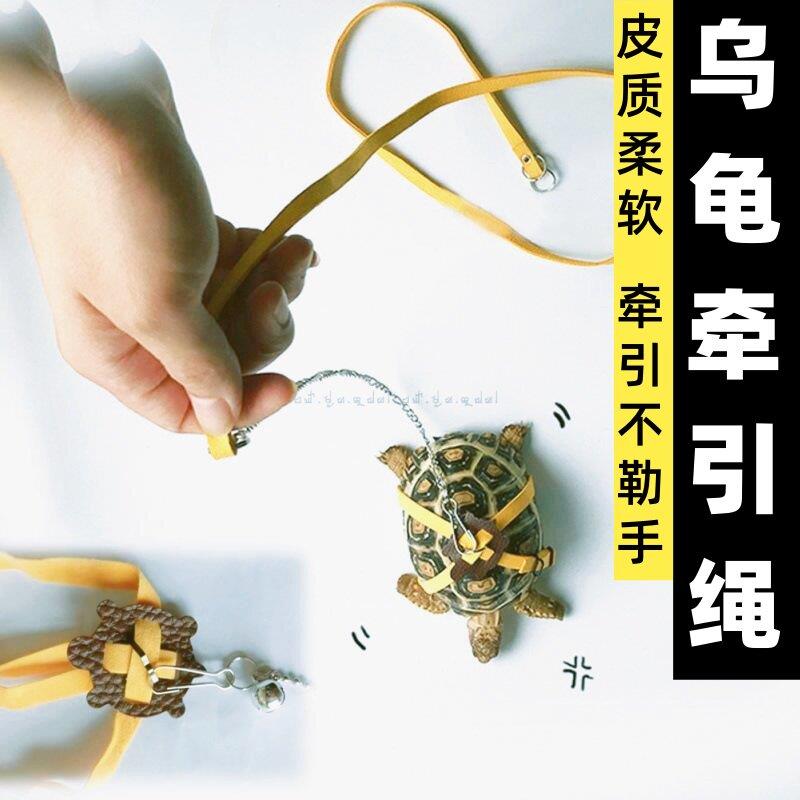 乌龟牵引绳爬宠巴西豹纹陆龟外带外出柔软皮革可调节背带溜龟绳子