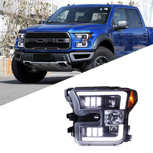 适用于福特15-17款猛禽F150大灯总成改装LED日行灯流水转向灯大灯