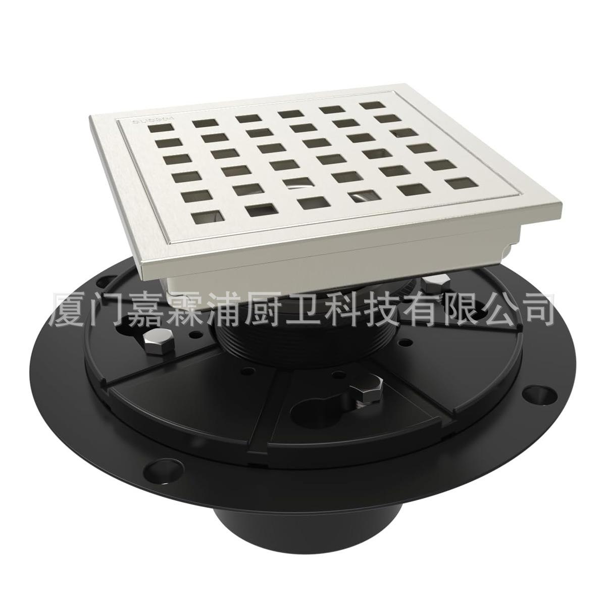 不锈钢美式地漏法兰跨境不锈钢地漏方格网隐形带法兰防臭 4/6英寸