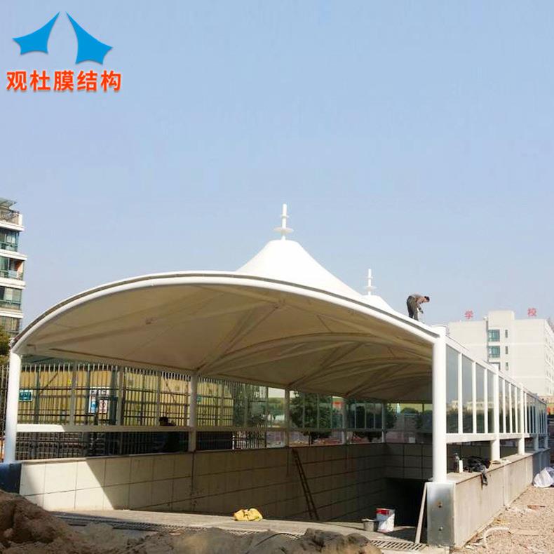 安装小区车库膜结构顶棚商场地下车库出入口张拉膜顶篷遮阳雨蓬