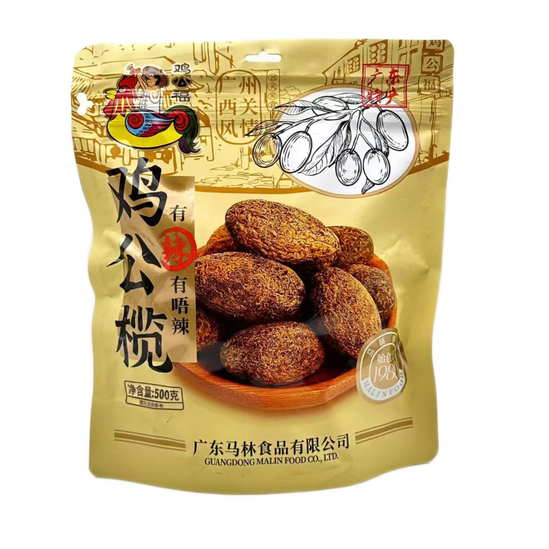 新日期马林鸡公榄500g有辣有唔辣鸡公榄广东特产鸡公榄橄榄果干果