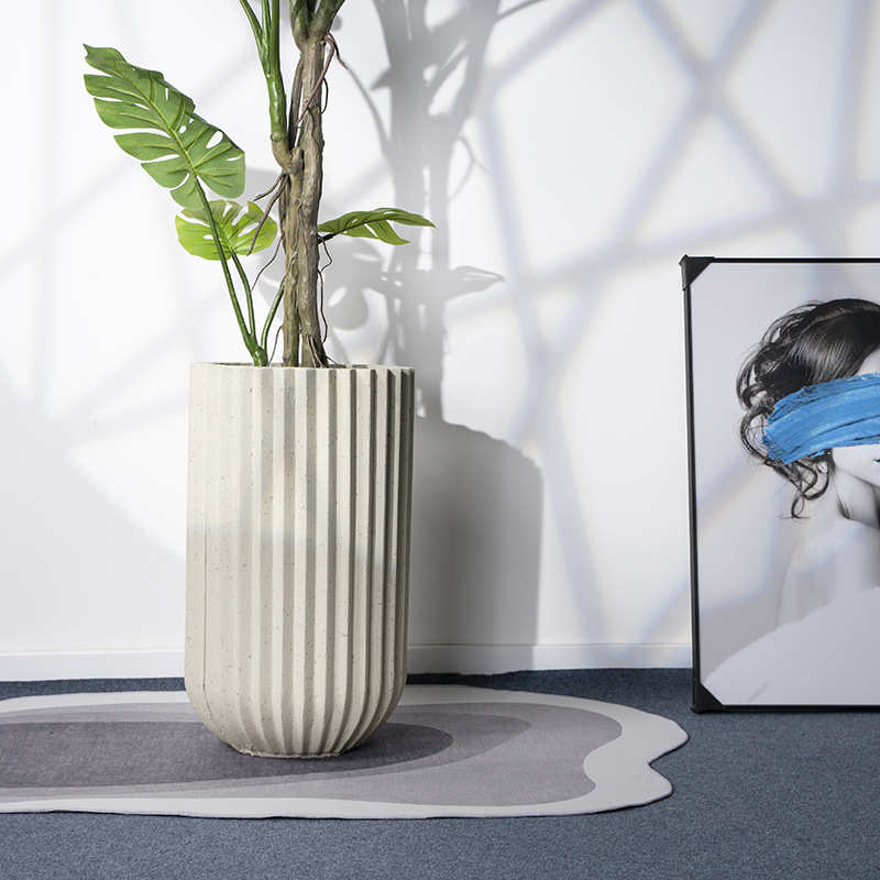 镁泥花盆北欧艺术客厅商场室内外落地造型特大型号绿植盆栽水泥盆