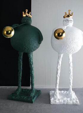 现代简约几何创意吹气泡的男孩雕塑摆件样板房售楼处软装饰品