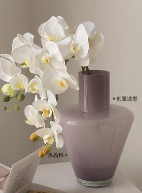 高级感小众中古法式三角设计奶油风插花手工玻璃花瓶水养花器饰品