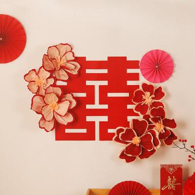 直销新款结婚礼装饰立体双层皱纹花婚房布置新房客厅卧室背景墙皱