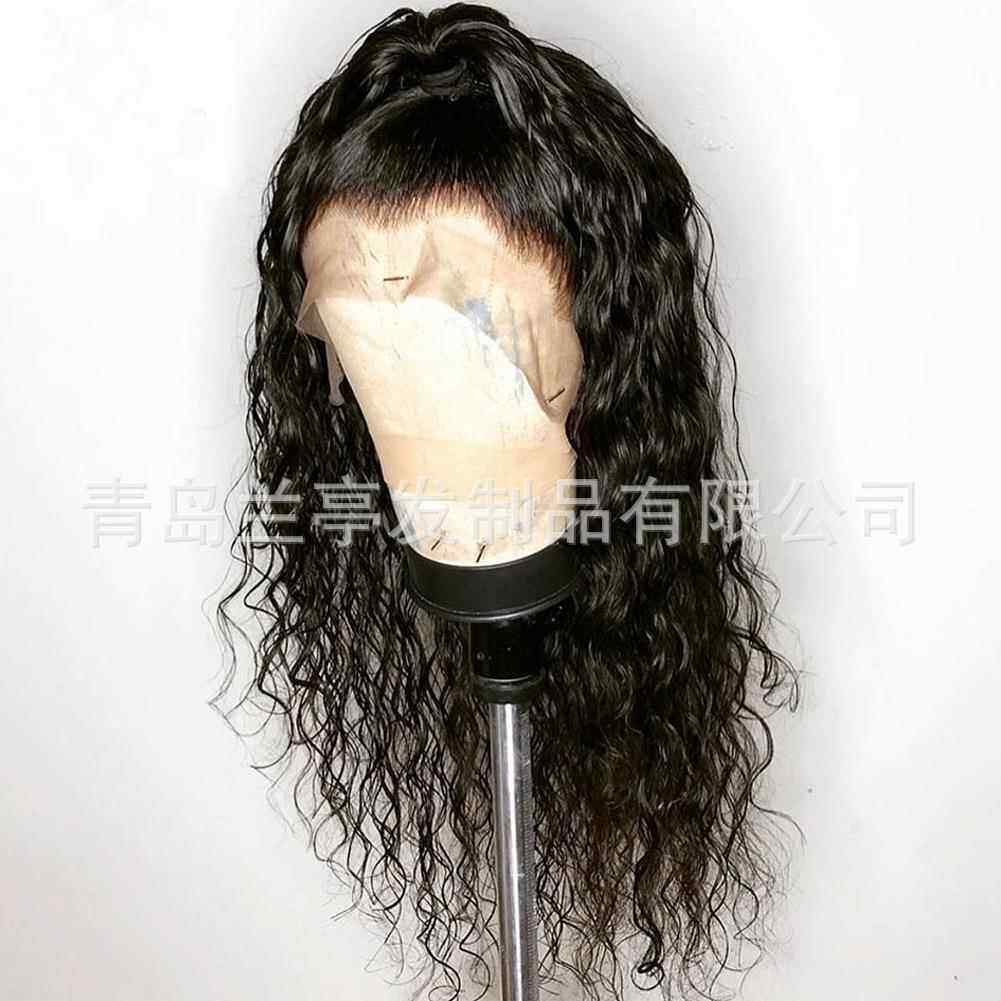 新款直销跨境欧美假发女化纤前蕾丝长卷发非洲小卷假发高温丝头套