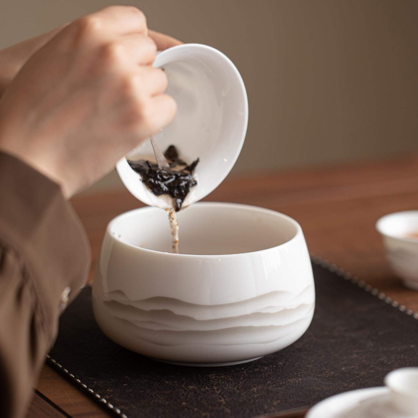 家用高档羊脂玉白瓷茶洗大号杯洗茶渣缸泡茶工具水盂废水缸笔洗