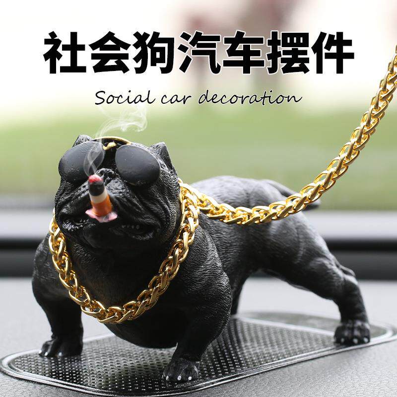 创意汽车摆件法斗恶霸犬可爱用品车上车载摆件车内装饰品狗狗公仔