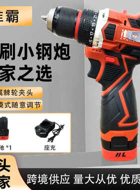 手电钻双速小钢炮准霸BL新款橙红色纯铜无刷大功率正反转多功能