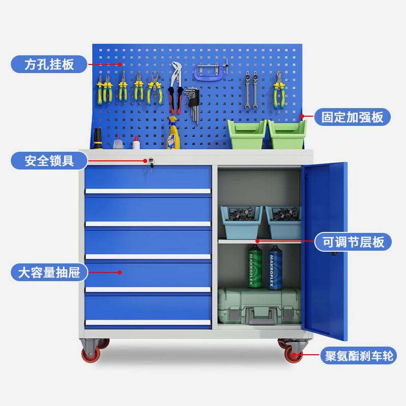 五金工具柜可移动储物柜多功能抽屉式收纳柜修理厂工具箱手推车