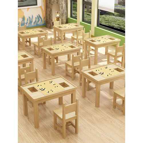 实木双层中小班学生围桌陆训练象1688棋桌学校辅导象棋桌儿棋童西