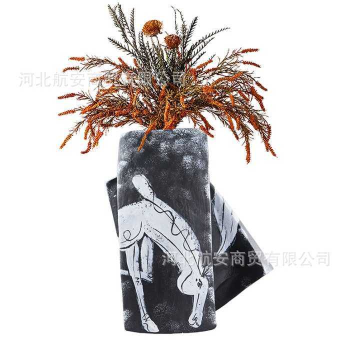 花瓶器简约创意桌面酒店软现代装饰品电视柜摆件花异形民宿树脂