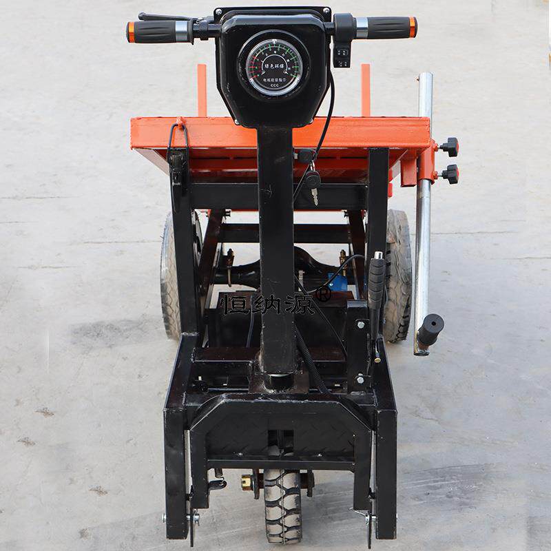 60cm站驾手推两用工地电动拉砖车叉砖自卸平板建筑加气块搬运车