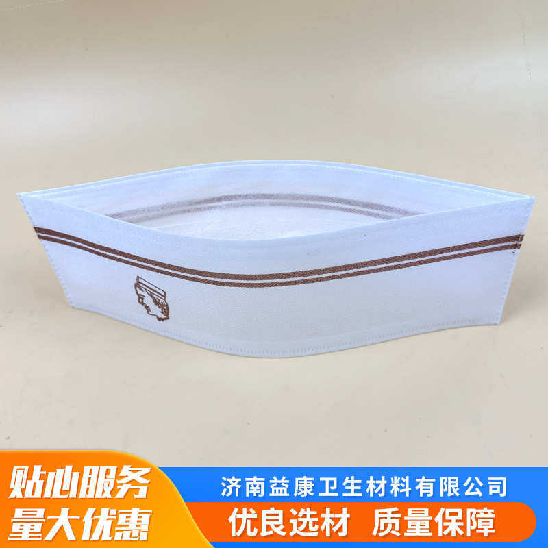 厂家批发厨房餐饮工作帽加厚无纺布透气纸帽船高帽一次性厨师帽