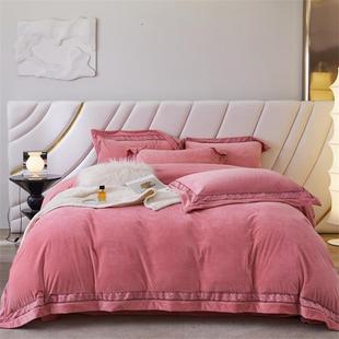 正品 双面珊瑚绒加加厚法兰短毛 被高绒端A类婴儿牛绒奶四件套冬季